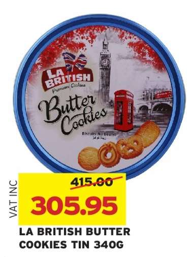 LA BRITISH BUTTER COOKIES TIN 340G
