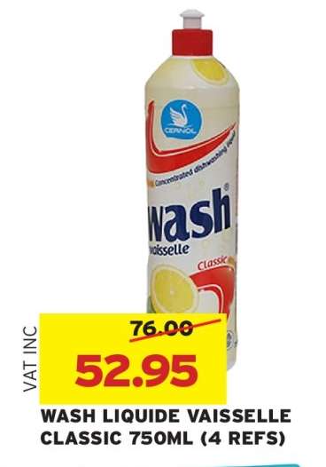 WASH LIQUIDE VAISSELLE CLASSIC 750ML (4 REFS)