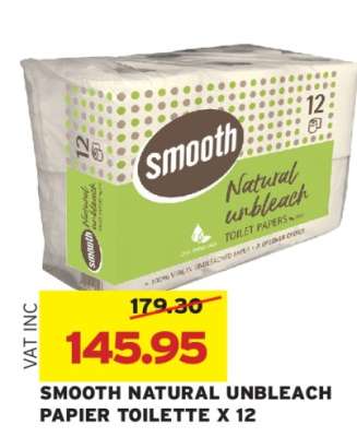 SMOOTH NATURAL UNBLEACH PAPIER TOILETTE X 12