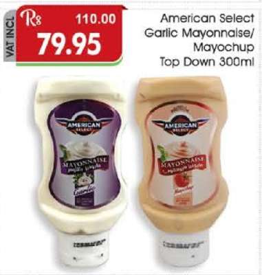 American Select Garlic Mayonnaise/Mayochup Top Down 300ml
