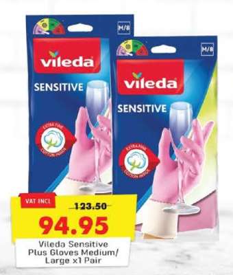 Vileda Sensitive Plus Gloves Medium/Large x1 Pair