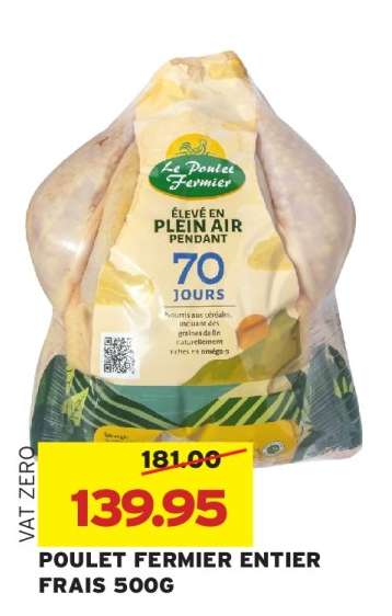 POULET FERMIER ENTIER FRAIS 500G