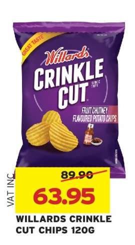 WILLARDS CRINKLE CUT CHIPS 120G