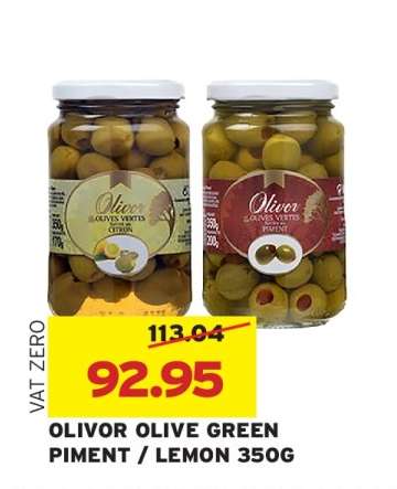 OLIVOR OLIVE GREEN PIMENT / LEMON 350G