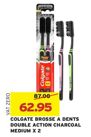 COLGATE BROSSE A DENTS DOUBLE ACTION CHARCOAL MEDIUM X 2