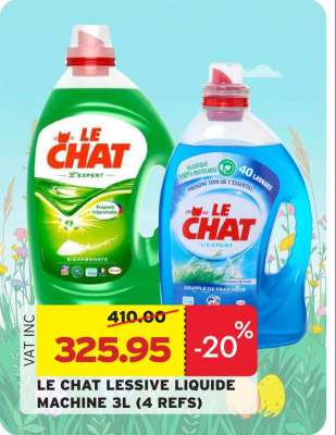 LE CHAT LESSIVE LIQUIDE MACHINE 3L (4 REFS)