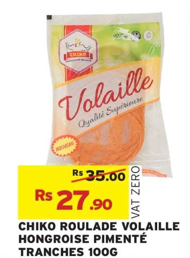 CHIKO ROULADE VOLAILLE HONGROISE PIMENTÉ TRANCHES 100G