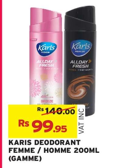 KARIS DEODORANT FEMME / HOMME 200ML (GAMME)