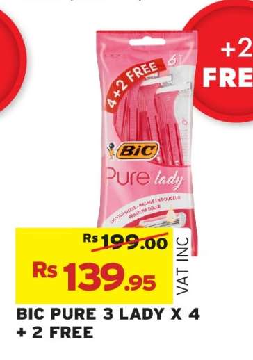 BIC PURE 3 LADY X 4 + 2 FREE