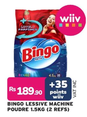 BINGO LESSIVE MACHINE POUDRE 1.5KG (2 REFS)