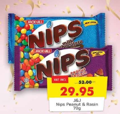 J&J Nips Peanut & Raisin 70g