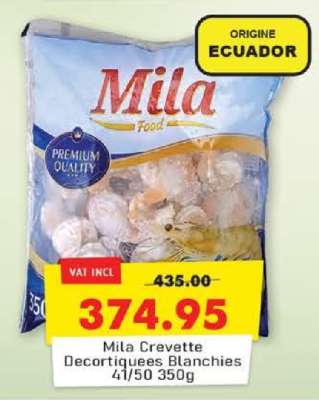 Mila Crevette Decortiquees Blanchies 41/50 350g