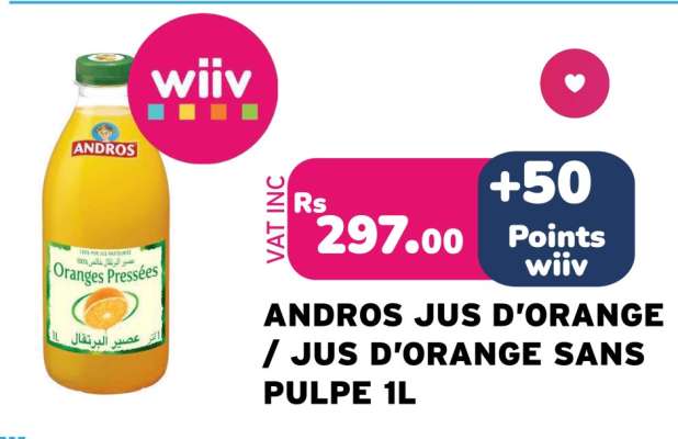 ANDROS JUS D'ORANGE / JUS D'ORANGE SANS PULPE 1L
