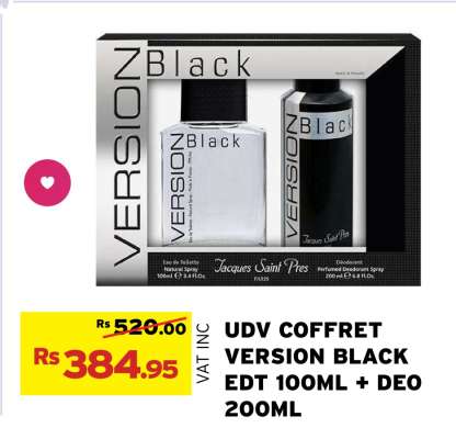 UDV COFFRET VERSION BLACK EDT 100ML + DEO 200ML