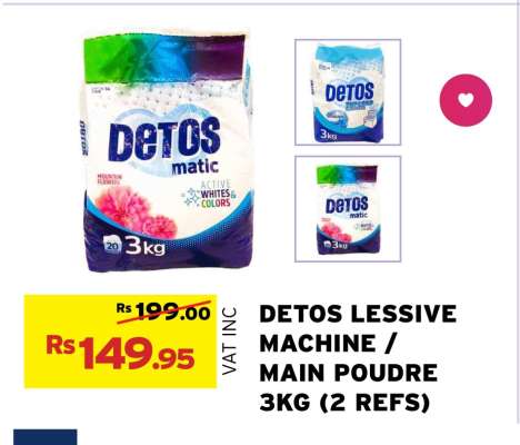 DETOS LESSIVE MACHINE / MAIN POUDRE 3KG (2 REFS)