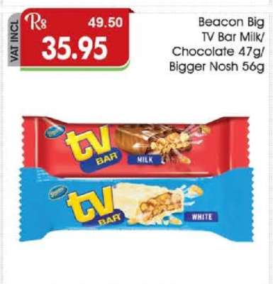 Beacon Big TV Bar Milk/Chocolate 47g/Bigger Nosh 56g