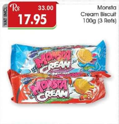 Monsta Cream Biscuit 100g (3 Refs)