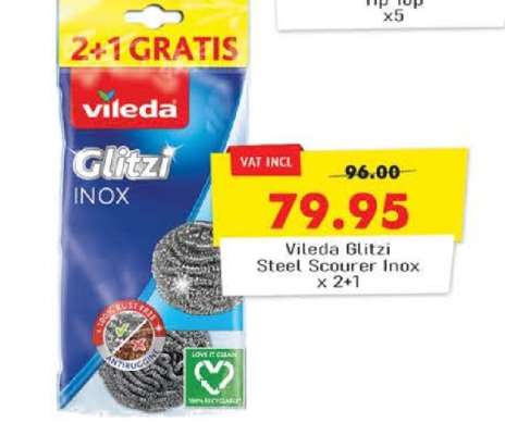 Vileda Glitzi Steel Scourer Inox X 2+1