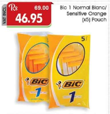 Bic 1 Normal (Blanc)/Sensitive (Orange) x5 Pouch