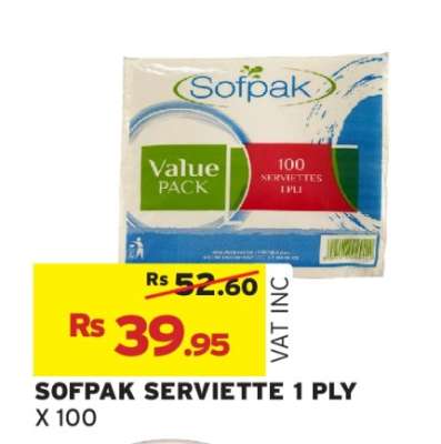 SOFPAK SERVIETTE 1 PLY