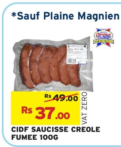 CIDF SAUCISSE CREOLE FUMEE 100G