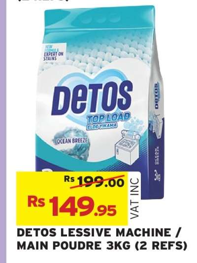 DETOS LESSIVE MACHINE / MAIN POUDRE 3KG (2 REFS)