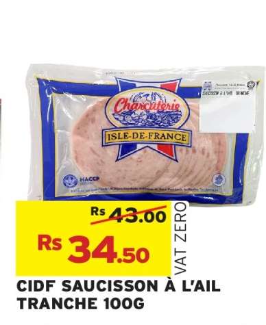 CIDF SAUCISSON À L’AIL TRANCHE 100G