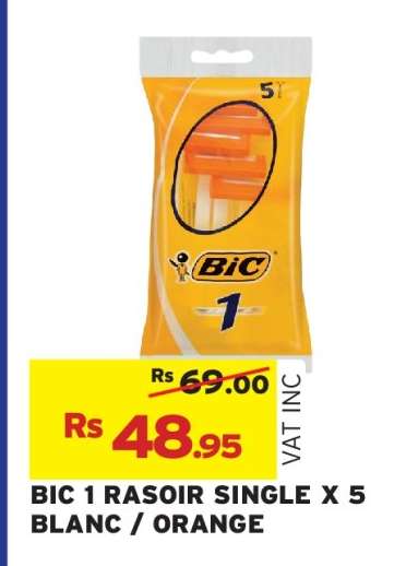 BIC 1 RASOIR SINGLE X 5 BLANC / ORANGE