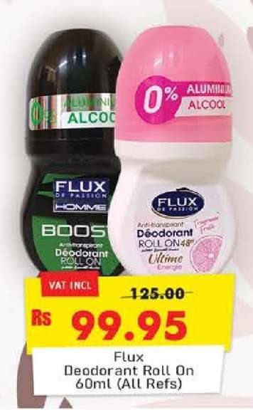 Flux Deodorant Roll On 60ml (All Refs)
