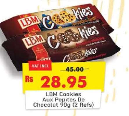 LBM Cookies Aux Pepites De Chocolat 90g (2 Refs)