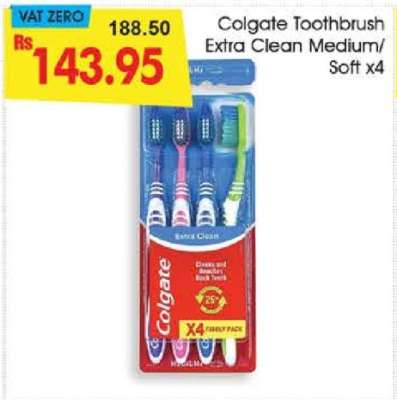 Colgate Toothbrush Extra Clean Medium/Soft x4