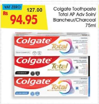 Colgate Toothpaste Total AP Adv Soin/Blancheur/Charcoal 75ml