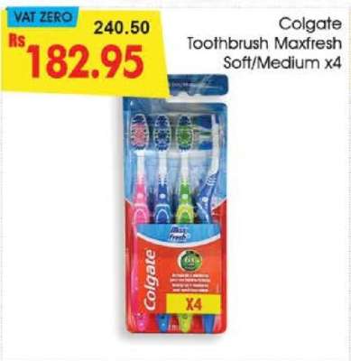 Colgate Toothbrush Maxfresh Soft/Medium x4