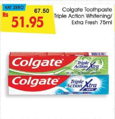 Colgate Toothpaste Triple Action Whitening/Extra Fresh 75ml