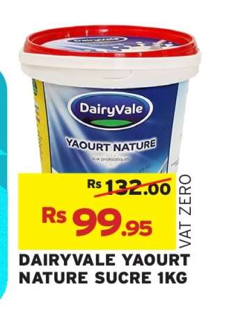 DAIRYVALE YAOURT NATURE SUCRÉ 1KG