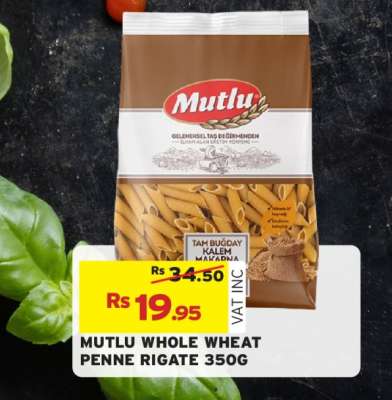 MUTLU WHOLE WHEAT PENNE RIGATE 350G