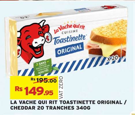 LA VACHE QUI RIT TOASTINETTE ORIGINAL / CHEDDAR 20 TRANCHES 340G