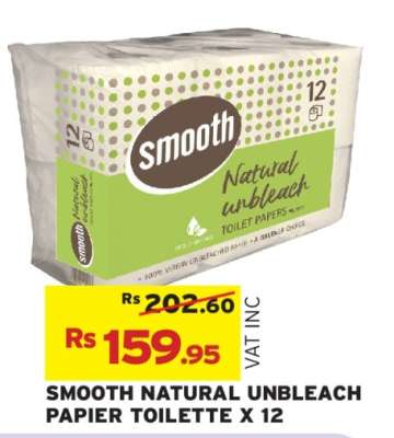 SMOOTH NATURAL UNBLEACH PAPIER TOILETTE X 12