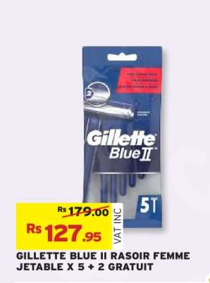 GILLETTE BLUE II RASOIR FEMME JETABLE X 5 + 2 GRATUIT