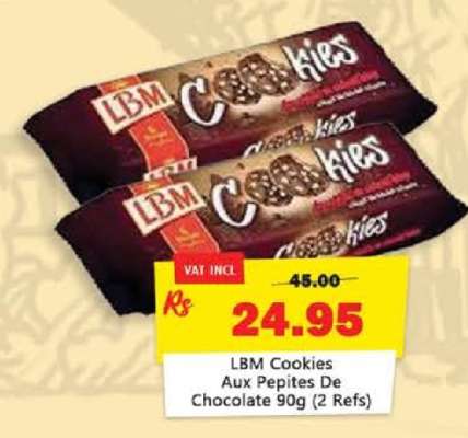 LBM Cookies Aux Pepites De Chocolate 90g (2 Refs)