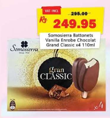 Somosierra Battonets Vanilla Enrobe Chocolat Grand Classic x4 110ml