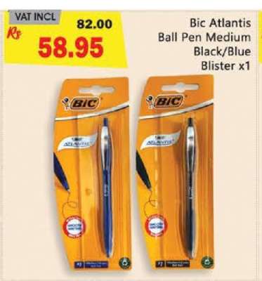 Bic Atlantis Ball Pen Medium Black/Blue Blister x1