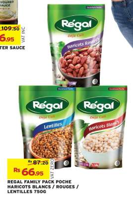 REGAL FAMILY PACK POCHE HARICOTS BLANCS / ROUGES / LENTILLES 750G