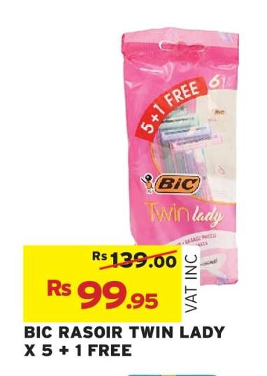 BIC RASOIR TWIN LADY X 5 + 1 FREE