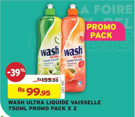 WASH ULTRA LIQUIDE VAISSELLE 750ML PROMO PACK X 2