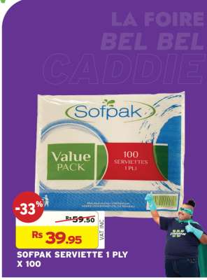 SOFPAK SERVIETTE 1 PLY X 100