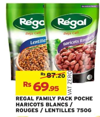 REGAL FAMILY PACK POCHE HARICOTS BLANCS / ROUGES / LENTILLES 750G