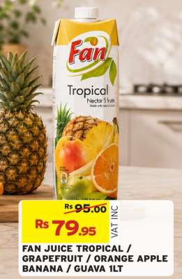FAN JUICE TROPICAL / GRAPEFRUIT / ORANGE APPLE BANANA / GUAVA 1LT