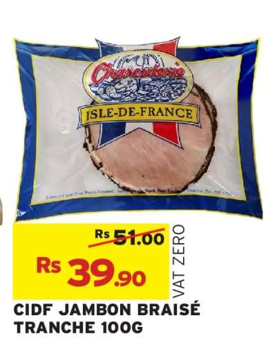 CIDF JAMBON BRAISÉ TRANCHE 100G