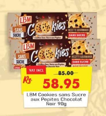 LBM Cookies Sans Sucre Aux Pepites Chocolat Noir 90g